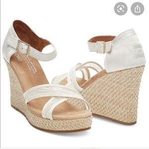 White lace TOMS wedges